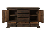 6 Drawer & 2 Door Solid Wood Dresser with Deep Brown Lacquer Finish