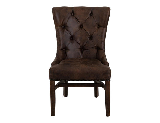 Terra Upholstered Chair - Faux Leather Tufted Design