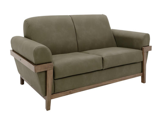 Mezquite Loveseat | Green Faux Leather Mid-Century Modern Sofa