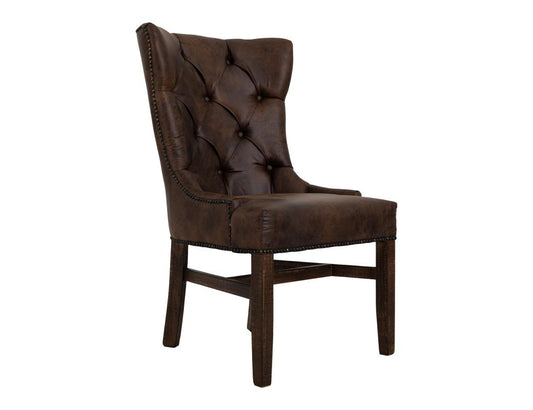 Terra Upholstered Chair - Faux Leather Tufted Design