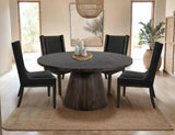 Black Balam Round Dining Table | Handcrafted Mango & Teak Wood