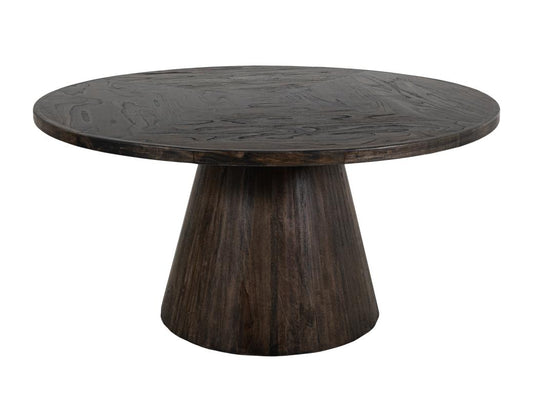 Black Balam Round Dining Table | Handcrafted Mango & Teak Wood