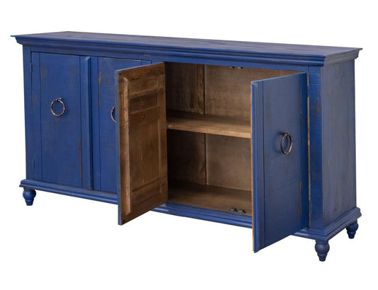 4 Door Console - Rustic Capri Console with Hand-Distressed Wood