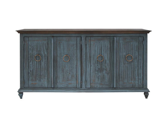4 Doors Capri Console Table - Rustic Hand-Distressed Wood