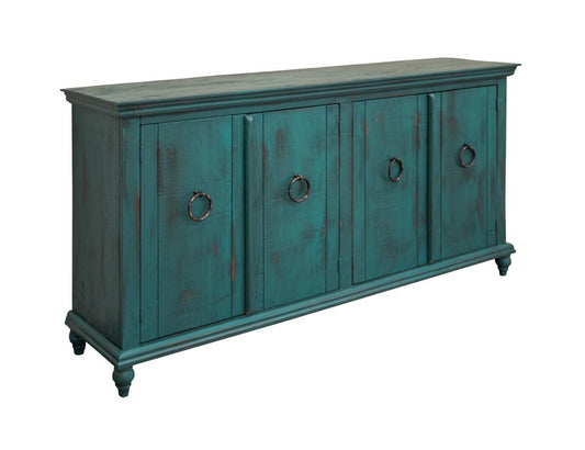 4 Doors Capri Console - Hand-Distressed Rustic Wood Furniture