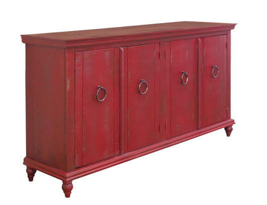 4 Doors Capri Console - Rustic Hand-Distressed Wood Furniture