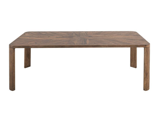 Balam Dining Table - Mango Wood with Teak, Brown Lacquer Finish