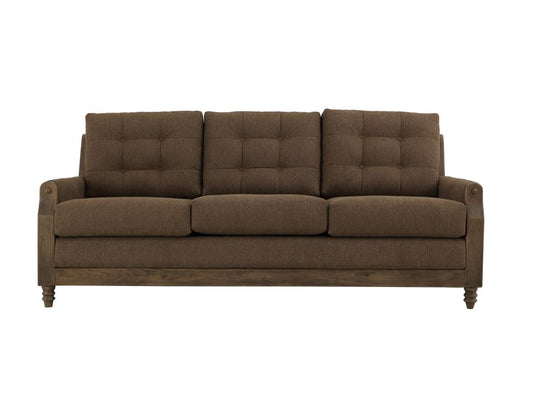 Wooden Frame Upholstered Sofa | Xel-Ha II Collection Brown Fabric