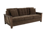 Walnut Wooden Frame Upholstered Sofa | Modern Rustic Design