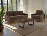 Walnut Wooden Armchair - Tufted Design with Durable Fabric