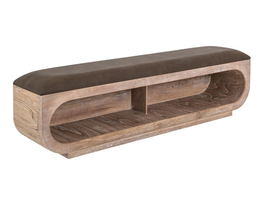 Balam Wooden Bench with Cushioned Seat - Mango & Teak