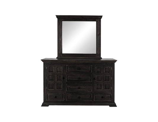 Terra Dark Mirror - Elegant Solid Pine Wood with Black Finish