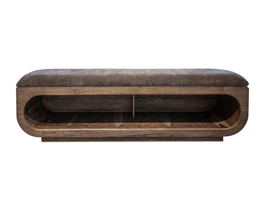 Balam Wooden Bench with Cushioned Seat | Mango & Teak