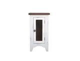 Pueblo White Metal Mesh Door Chairside Table - Solid Pine