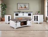 Pueblo White Sliding Door Sofa Table - Solid Pine Rustic