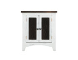 2 Metal Mesh Doors End Table | Pueblo White Rustic Pine