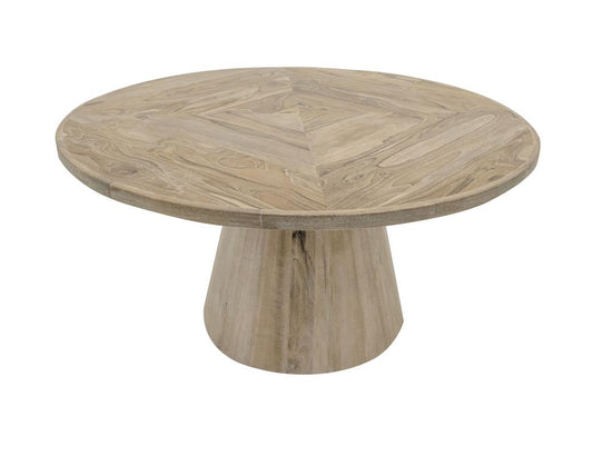 White Balam Round Dining Table | Handcrafted Mango & Teak Wood