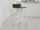 30" Wooden Stool - Pueblo White Rustic Pine Barstool