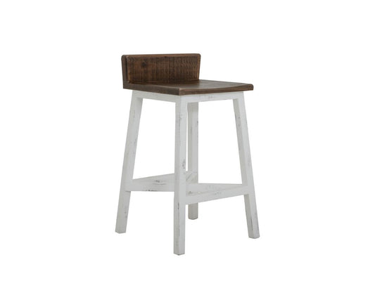 24" Wooden Barstool - Pueblo White Rustic Pine Kitchen Stool
