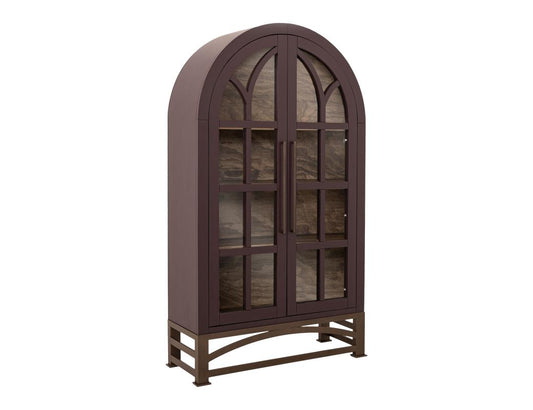 2 Glass Door Cabinet | Mid-Century French Style Obsidian Cabinet