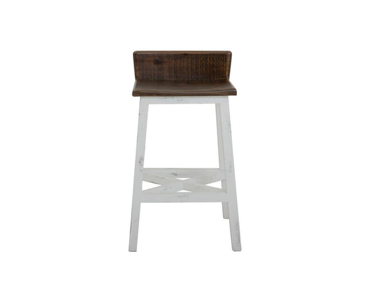 24" Wooden Barstool - Pueblo White Rustic Pine Kitchen Stool