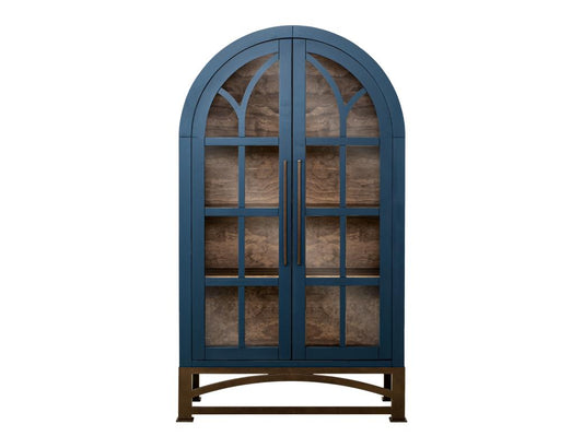2 Glass Door Cabinet | Mid-Century French Design Pine Wood