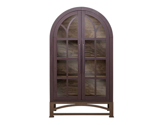 2 Glass Door Cabinet | Mid-Century French Style Obsidian Cabinet