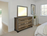 6 Drawer Dresser - Loft Brown Pine Wood Collection with Iron Hardware