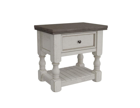 1 Drawer Nightstand - Farmhouse Chic Solid Pine Wood