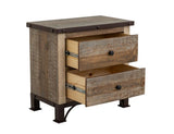 2 Drawer Nightstand | Rustic Antique Pine Wood Design