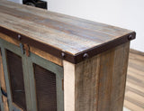 4 Iron Mesh Door 48" Console - Rustic Antique Multicolor