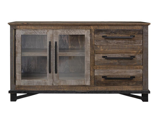 3 Drawer 2 Door Buffet | Loft Brown Pine Wood Collection