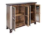 4 Iron Mesh Door 48" Console - Rustic Antique Multicolor