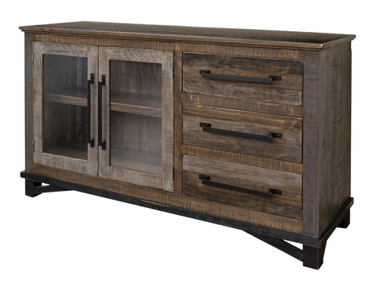 3 Drawer 2 Door Buffet | Loft Brown Pine Wood Collection