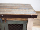 4 Iron Mesh Door 48" Console - Rustic Antique Multicolor