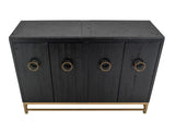 Ebano 4 Door Console - Black & Gold Stone Top Modern Deco