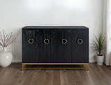 Ebano 4 Door Console - Black & Gold Stone Top Modern Deco