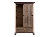 Antique Gentleman Chest with 2 Drawers & Sliding Door | Solid Pine