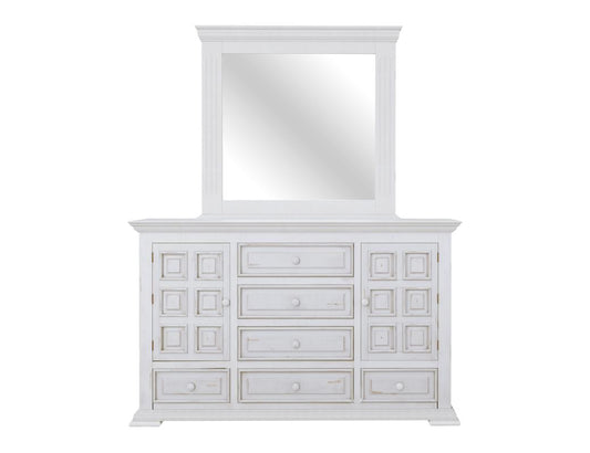 Terra White Mirror - Solid Pine Transitional Design | Distressed Finish