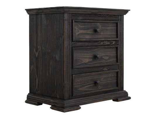 Terra Dark 3 Drawer Nightstand | Solid Pine Wood Furniture