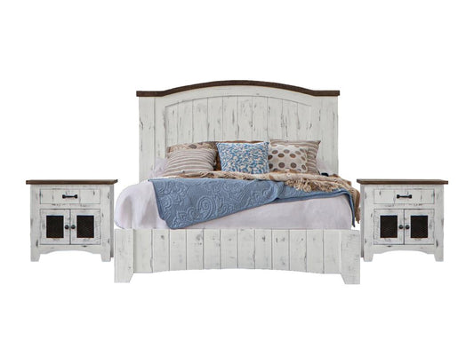 1 Drawer 2 Mesh Door Nightstand | Pueblo White Solid Pine