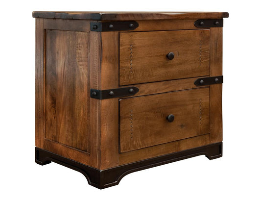 2 Drawer Nightstand - Parota Wood with Metal Details