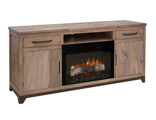 Natural Parota 70" Electric Fireplace TV Stand - Elegant Design