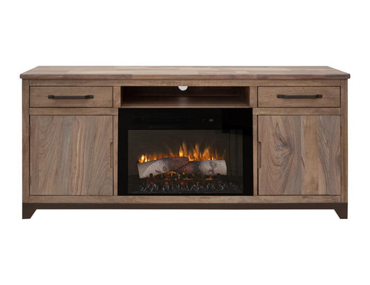Natural Parota 70" Electric Fireplace TV Stand - Elegant Design