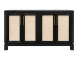Solara 4 Door Console - Black Lacquer Melina Wood with Yucca Fiber