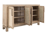 Solara 4 Door Console - White Lacquer Melina Wood with Yucca Fiber