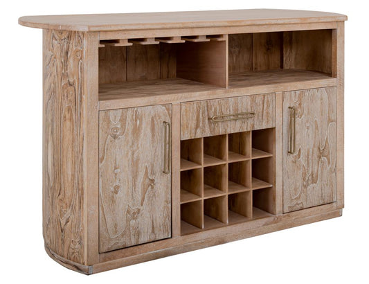 1-Drawer 2-Door Bar with Wine | White Balam Mango & Teak Wood
