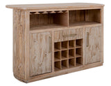 1-Drawer 2-Door Bar with Wine | White Balam Mango & Teak Wood