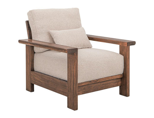 Wooden Frame Armchair | Duna Collection Pearl Fabric Chair