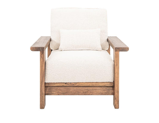 Wooden Frame Armchair | Duna Collection Pearl Fabric Chair